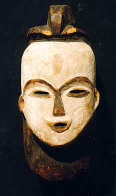 Masque Africain du Gabon - Ethnie Punu - Matériaux - bois - Pigments - Hauteur 28 cm - Collecté in-situ avant 1960